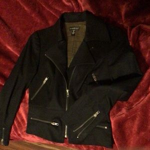 Bebe black cloth zipper moto jacket, size S